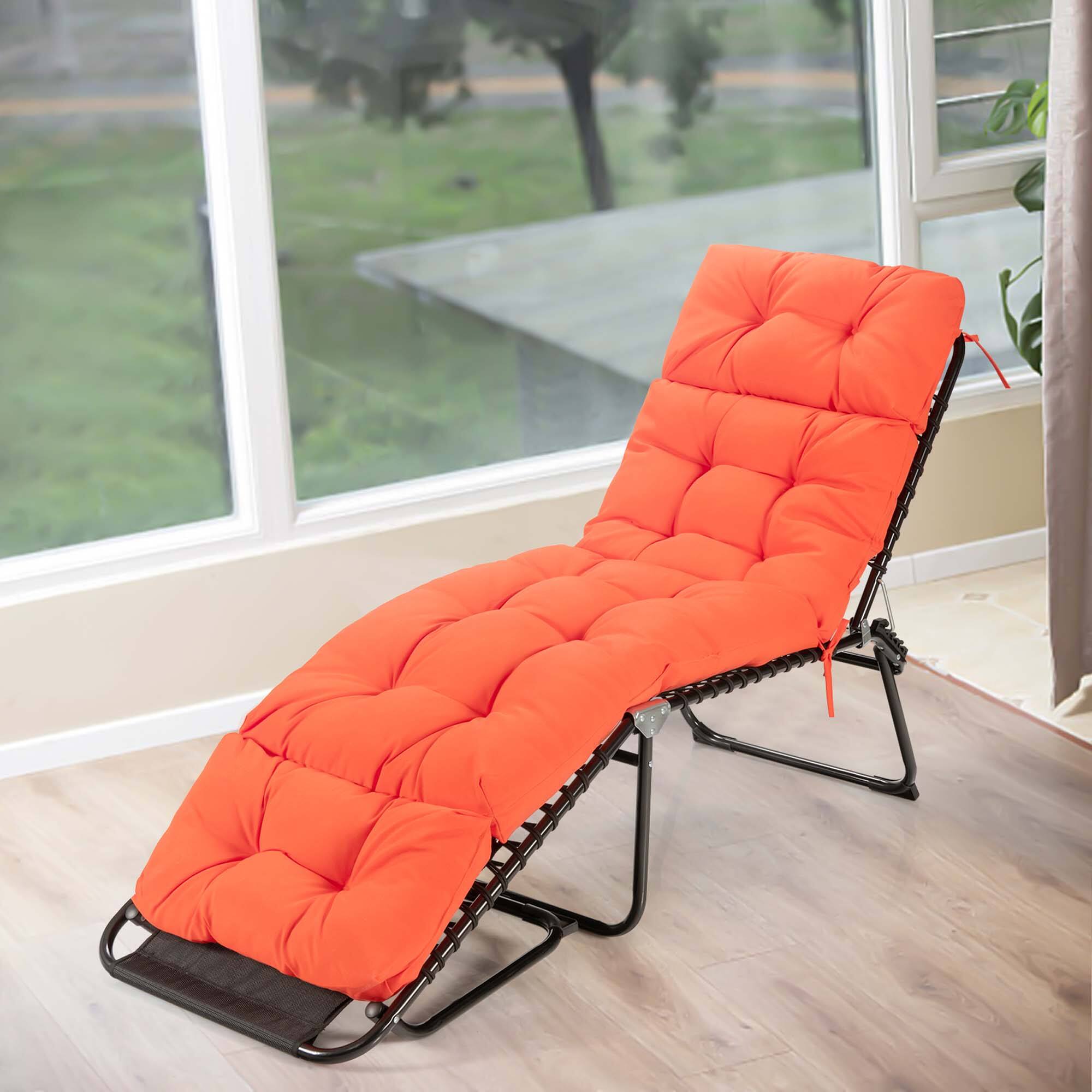 Alt View 7. Costway - Costway 2 PCS 73" Lounge Chaise Cushion Padded Recliner Cushion Indoor Outdoor - Orange.