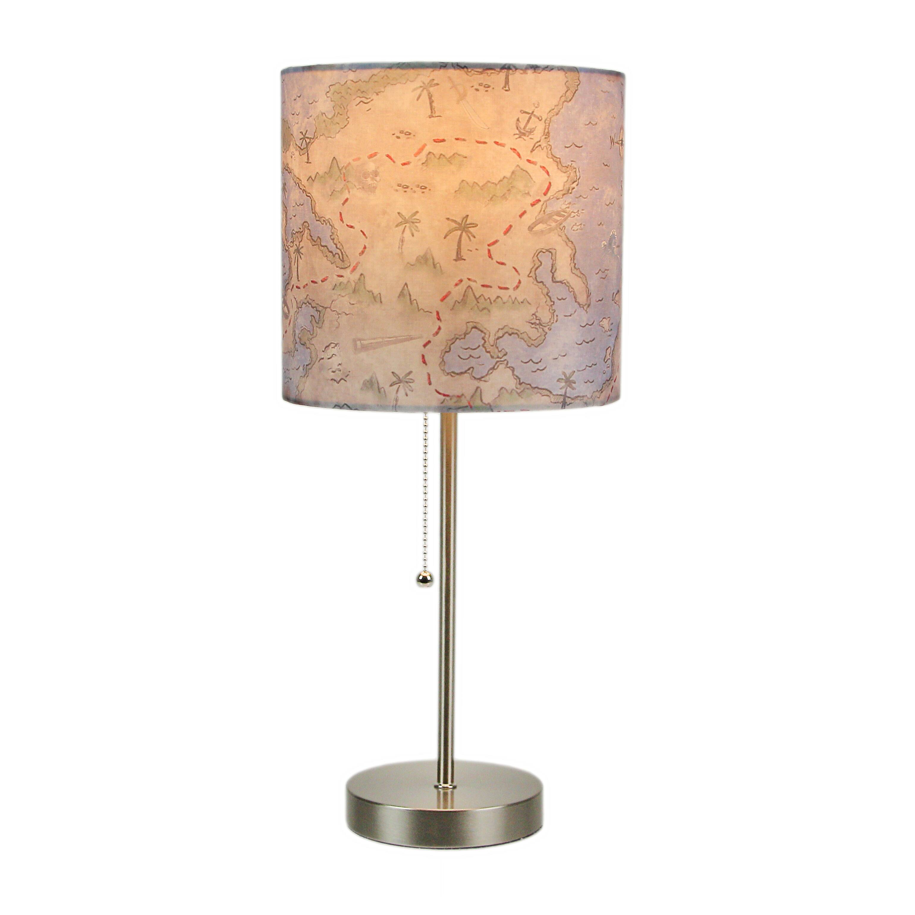 Alt View 5. Zeckos - Decorative Treasure Map Brushed Nickel Accent Lamp Coastal Pirate Beach Set of 2 - Multicolored.
