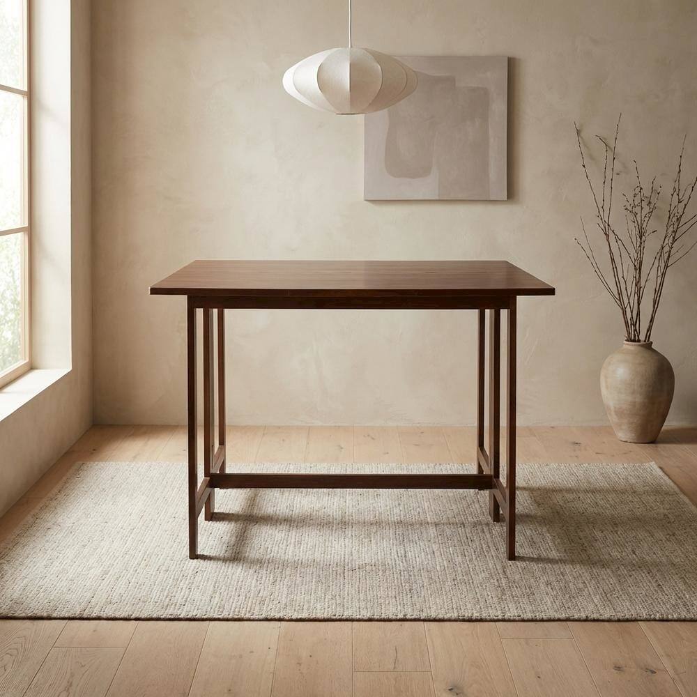 Alt View 4. FurniFact - Warm Brown Folding Console to Dining Table - Warm Brown.
