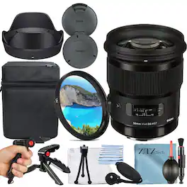 Bundle - Sigma - 50mm f/1.4 Art DG HSM Lens for Canon + UV Filter + ZeeTech - Black