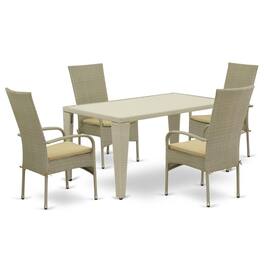 East West Furniture - Wicker Patio Set Natural Linen - Brown