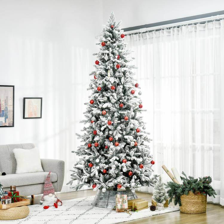 Alt View 1. PULUZ - 9 Foot Pine Snow Flocked Artificial Christmas Tree with 616 Realistic Cedar Branches, Auto Open, Home Holiday Decoration - Green.