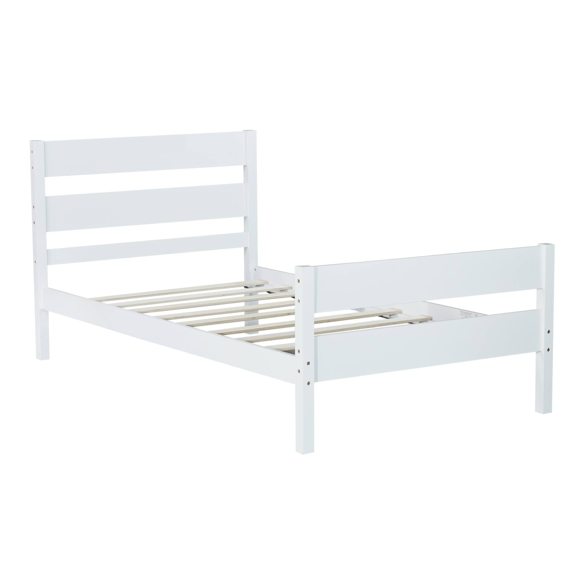Alt View 9. GOODSILO - Twin Size Wooden Bed with Headboard and Footboard - Minimalist Design with Underneath Storage - White.
