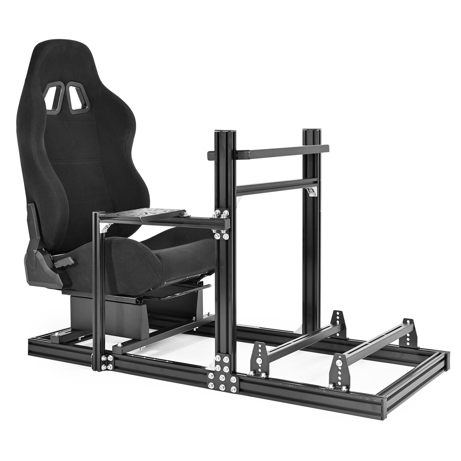 Front. Dardoo - Dardoo - F1 3060 Aluminum Racing Sim Cockpit with Black Seat Fit for Logitech, for MOZA - Black - Black.