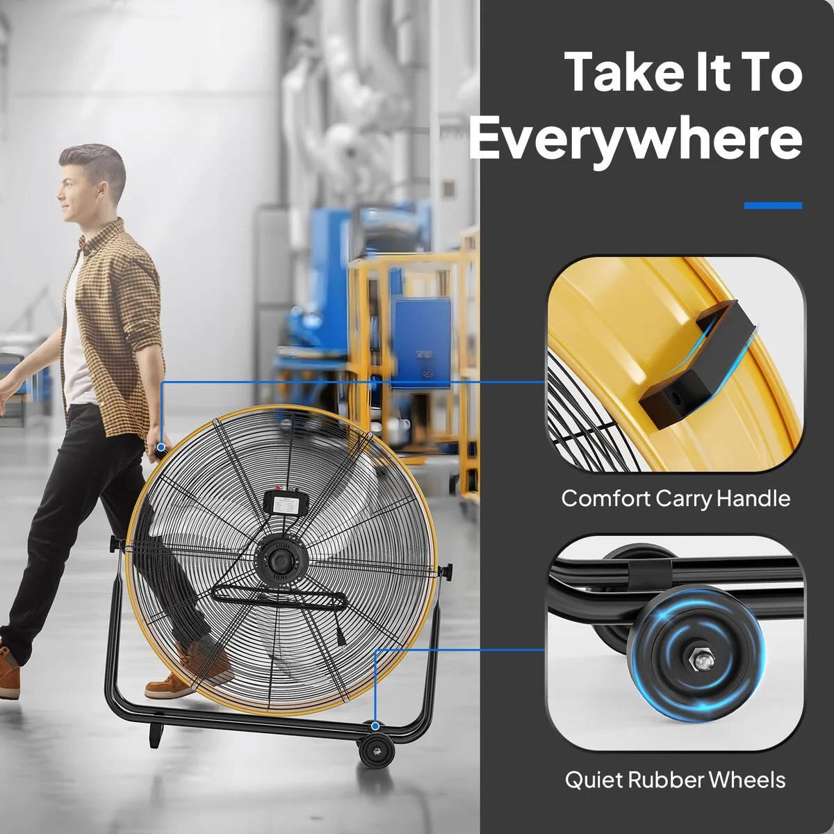 Take It To Everywhere  
Comfort Carry Handle  
Quiet Rubber Wheels