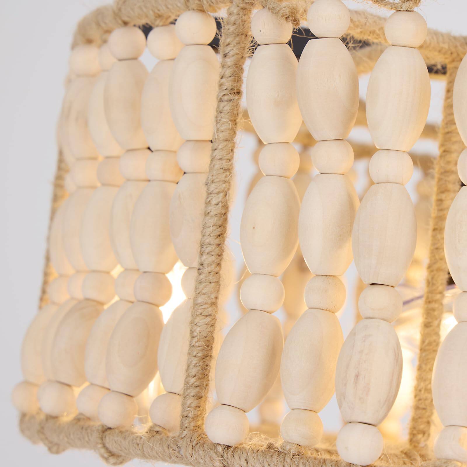 Alt View 2. Siljoy - 20" Boho Wood Beaded Flush Mount Ceiling Fan with Light & Remote - Beads.