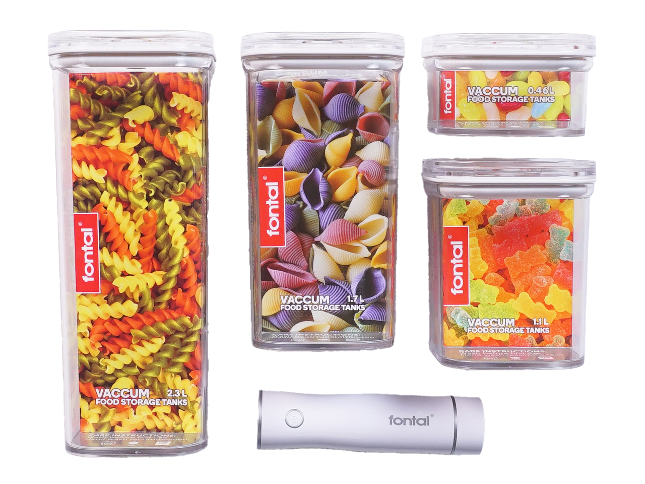 Fontal - Vacuum Sealer with 4 Airtight Containers (0.5Qt-2.4Qt), Leakproof