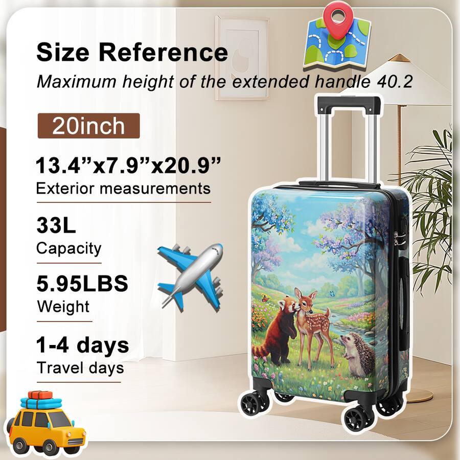 Tree Pc Custom Build Oumilen 20 Inch Forest Animal Carry On – PC Suitcase with Clear Cover ...