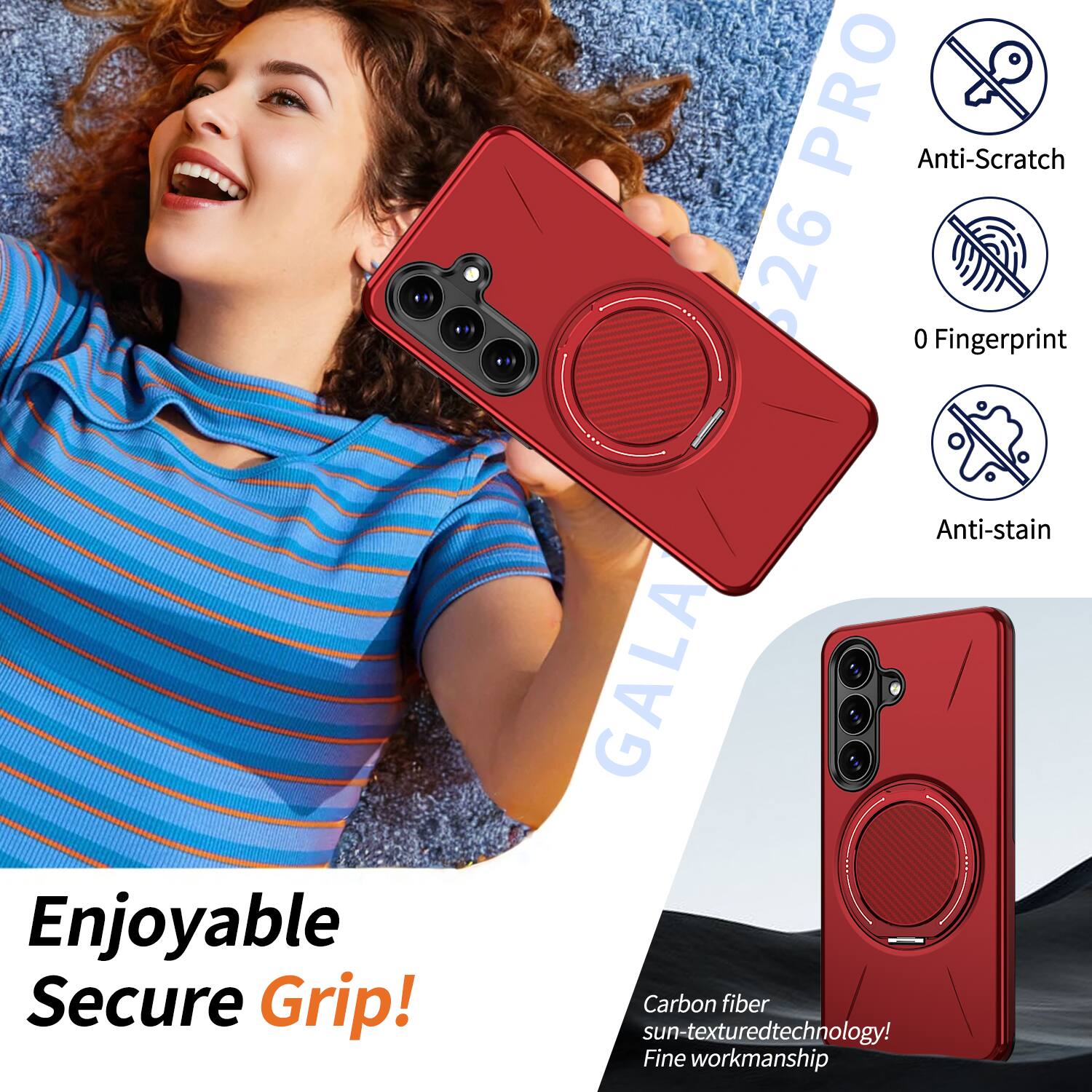 PRO Anti-Scratch 626 0 Fingerprint Enjoyable Secure Grip! Anti-stain GALA Carbon fiber sun-textured technology! Fine workmanship