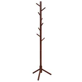 Costway - Wooden Coat Rack Stand Hall Tree Entryway Organizer 2 Heights w/ 8 Hooks - Walnut
