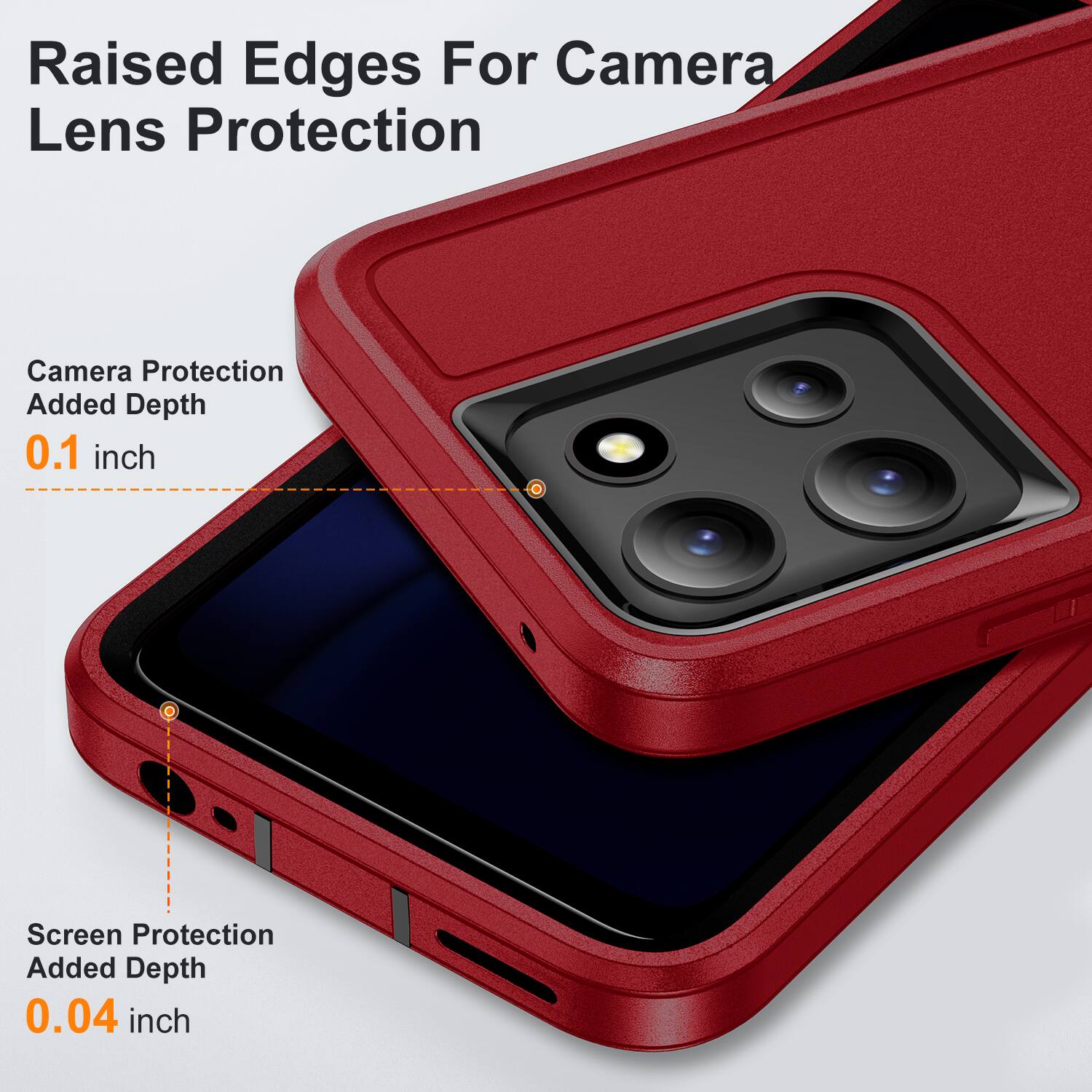 Raised Edges For Camera Lens Protection  
Camera Protection Added Depth 0.1 inch  
Screen Protection Added Depth 0.04 inch
