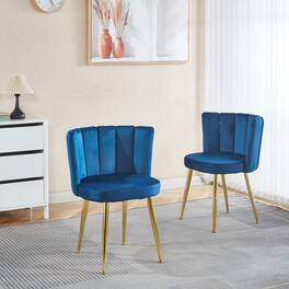GOODSILO - Elegant Velvet Dining Chairs Set of 2 with Golden Iron Legs for Modern Living Spaces - Blue