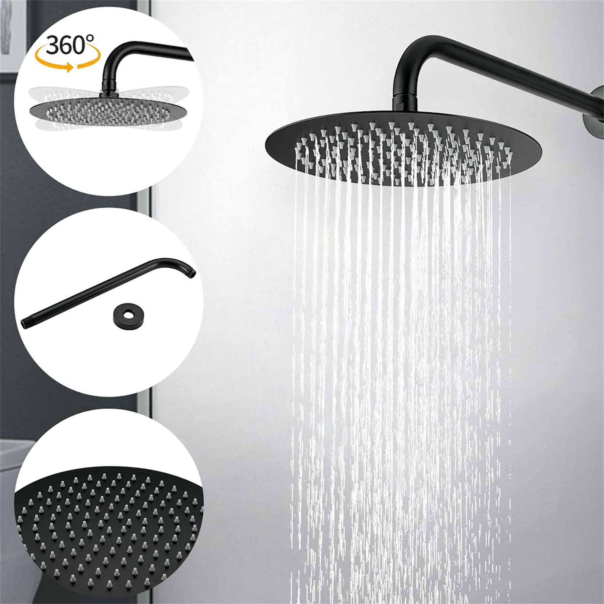 Alt View 3. Boyel Living - 10" Matte Black Round Rain Shower head and Handheld Shower Head Set - Matte Black.