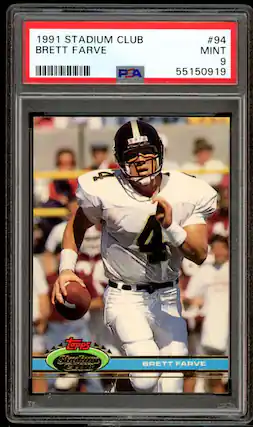 1991 STADIUM CLUB BRETT FARVE PSA #94 MINT 9 55150919
Topps Stadium Club BRETT FARVE