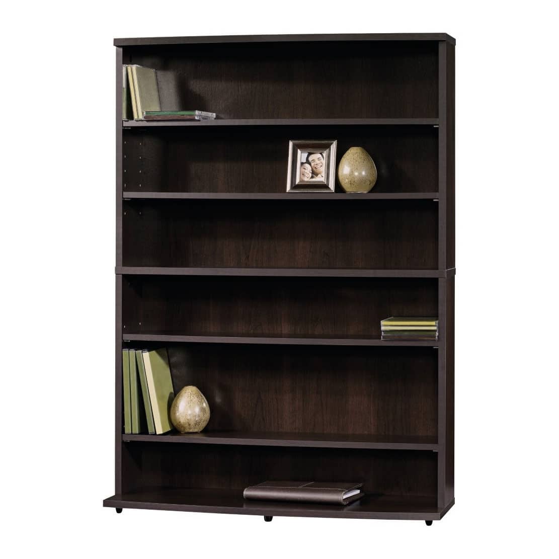 Hivvago - Contemporary 6-Shelf Bookcase Multimedia Storage Rack Tower - Brown Finish