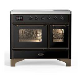 ILVE - Majestic II 40 inch Induction Range with 6 Elements ( Burnished Trim) - Glossy Black