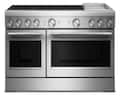 KitchenAid - 48 in. Wide 6 elements 6.3 cu. ft. Freestanding Double Oven Electric Induction Commercial-Style Range with Griddle - Stainless Steel