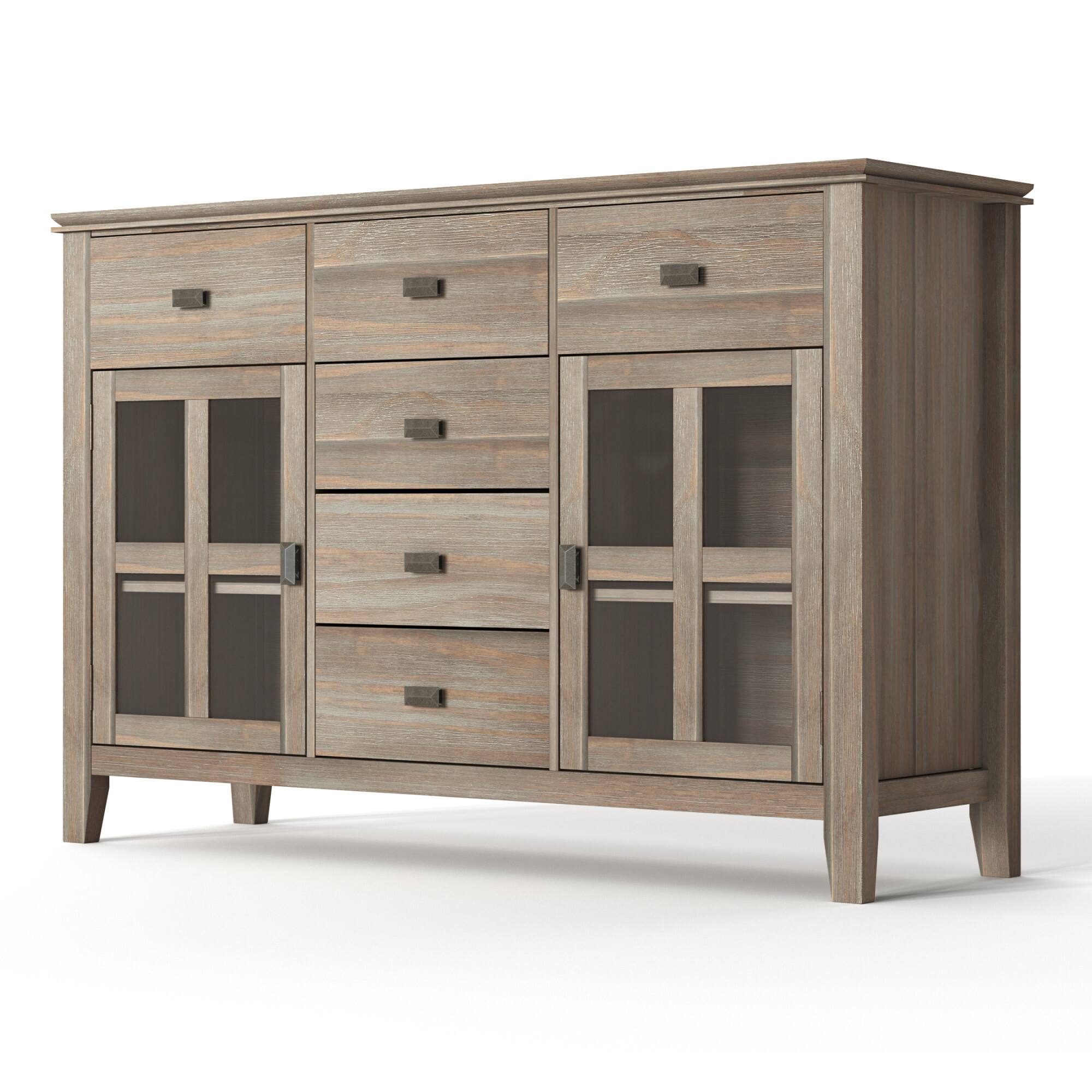 Angle. Simpli Home - Artisan Sideboard Buffet - Distressed Grey.