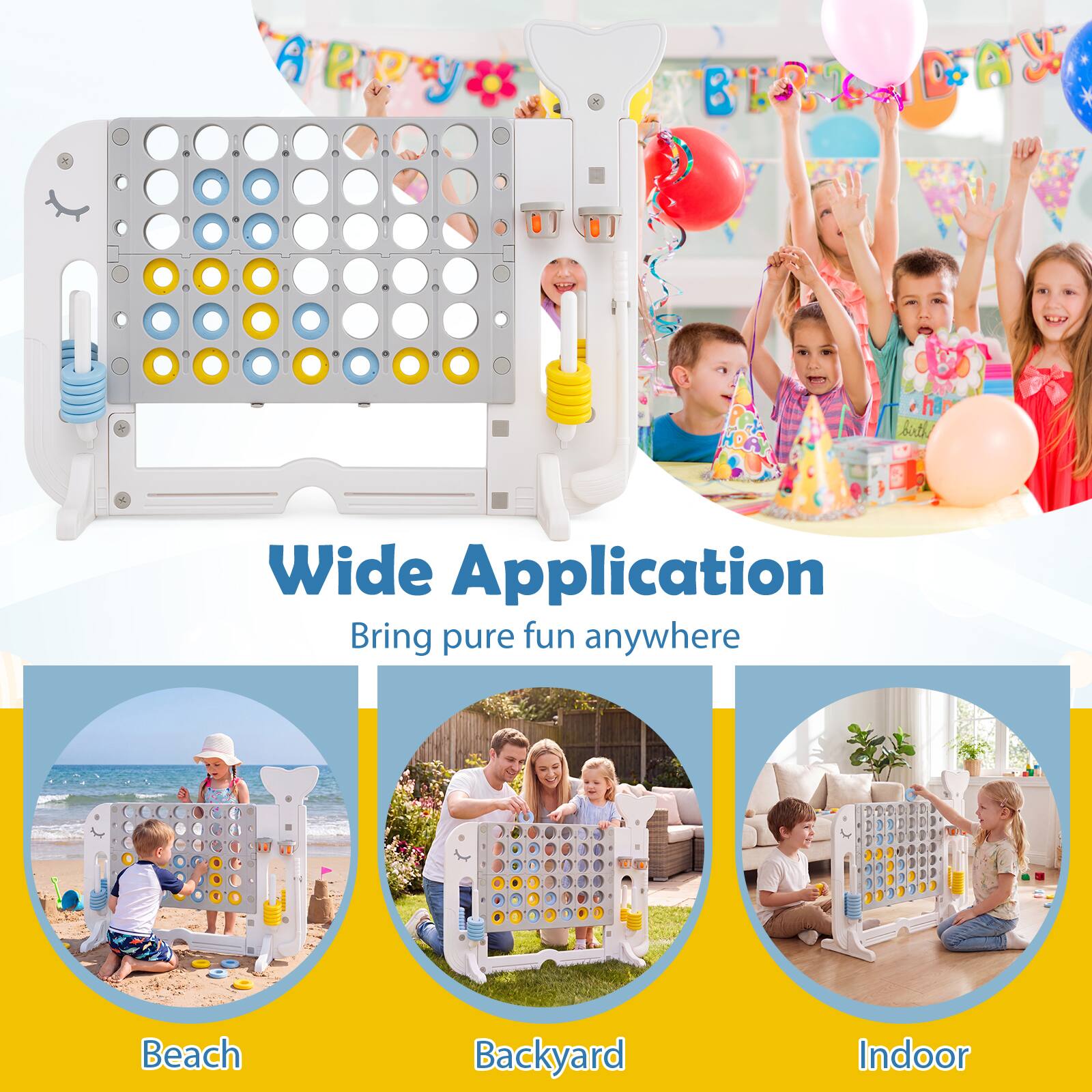 Wide Application  
Bring pure fun anywhere  

Beach  
Backyard  
Indoor