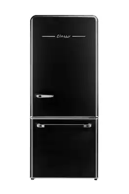 Unique Appliances - Classic Retro 30 in 17.7 cu. ft. Frost Free Retro Bottom Freezer Refrigerator - Midnight Black