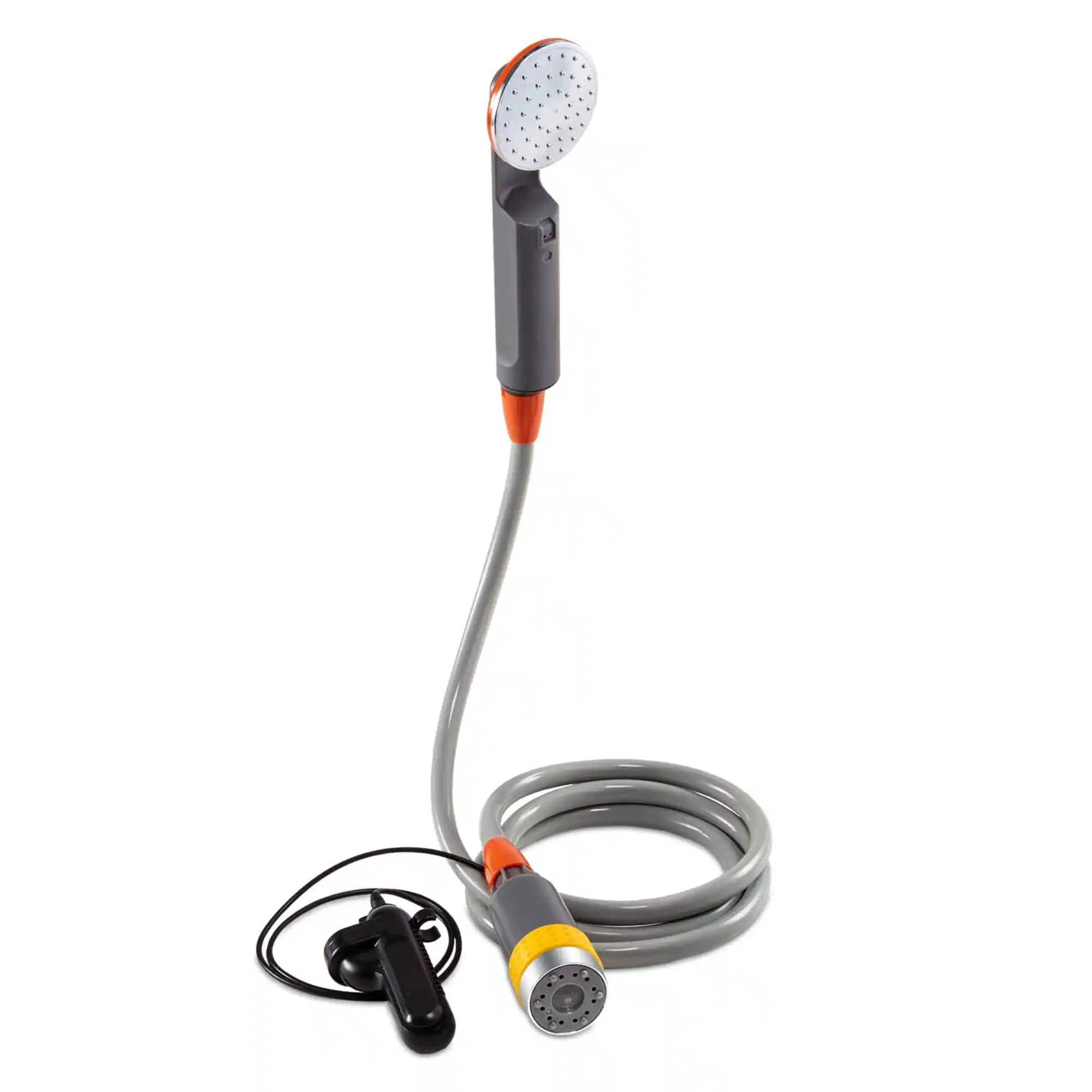 Ivation - Portable Camping Shower , Hands-Free Rechargeable Camping Showerhead with Pump & 6 Ft Hose - ‎Grey and Orange