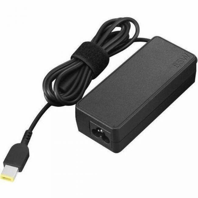 Front. Lenovo - Lenovo ThinkCentre 65W AC Adapter (Slim Tip) - 65 W - 120 V AC, 230 V AC Input - Black - Black.