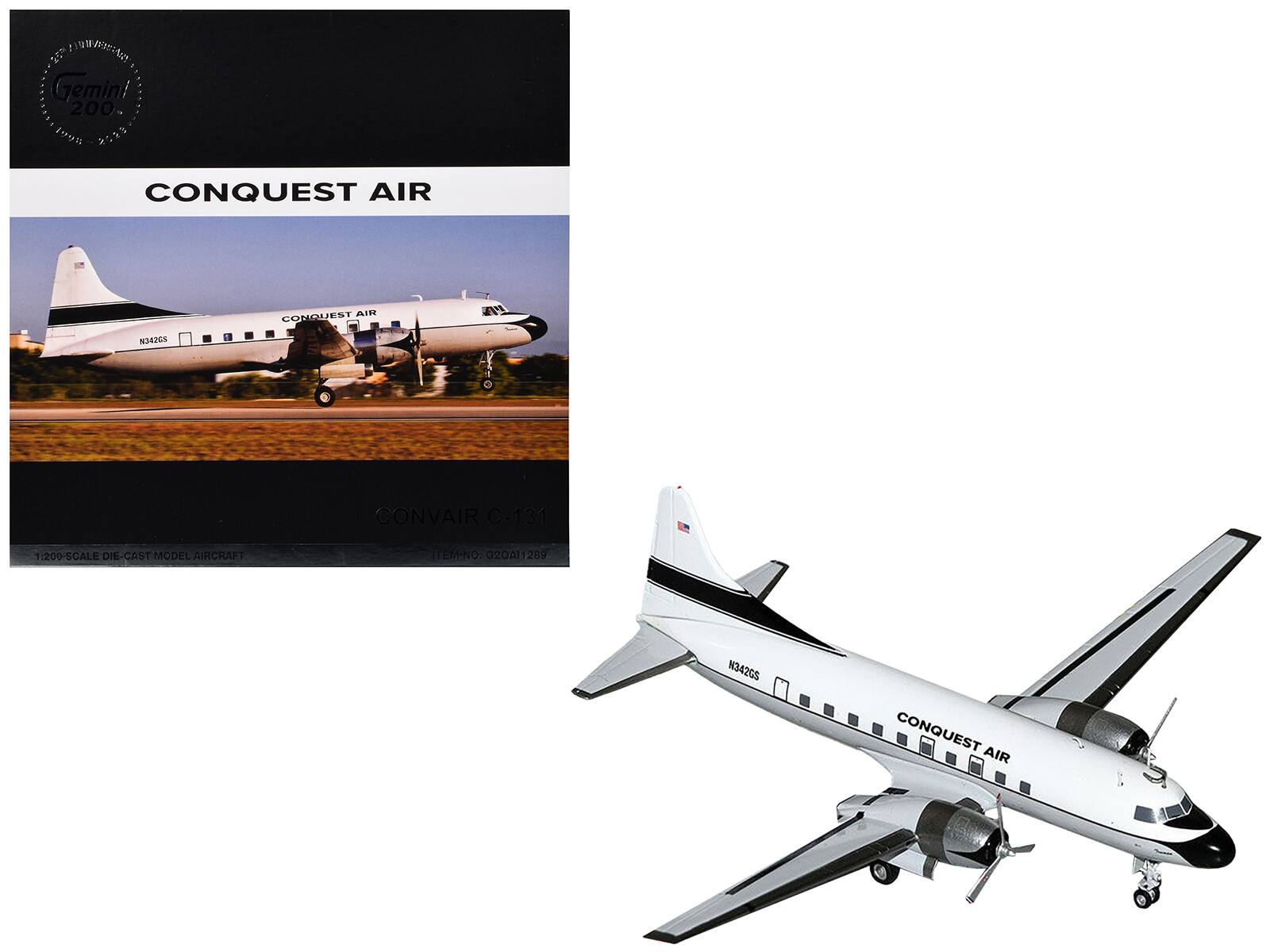 "Convair C-131 Commercial Aircraft White with Black Tail Stripes ""Gemini 200"" Series 1/200 Diecast Model by GeminiJets" price history on PriceWatchPro