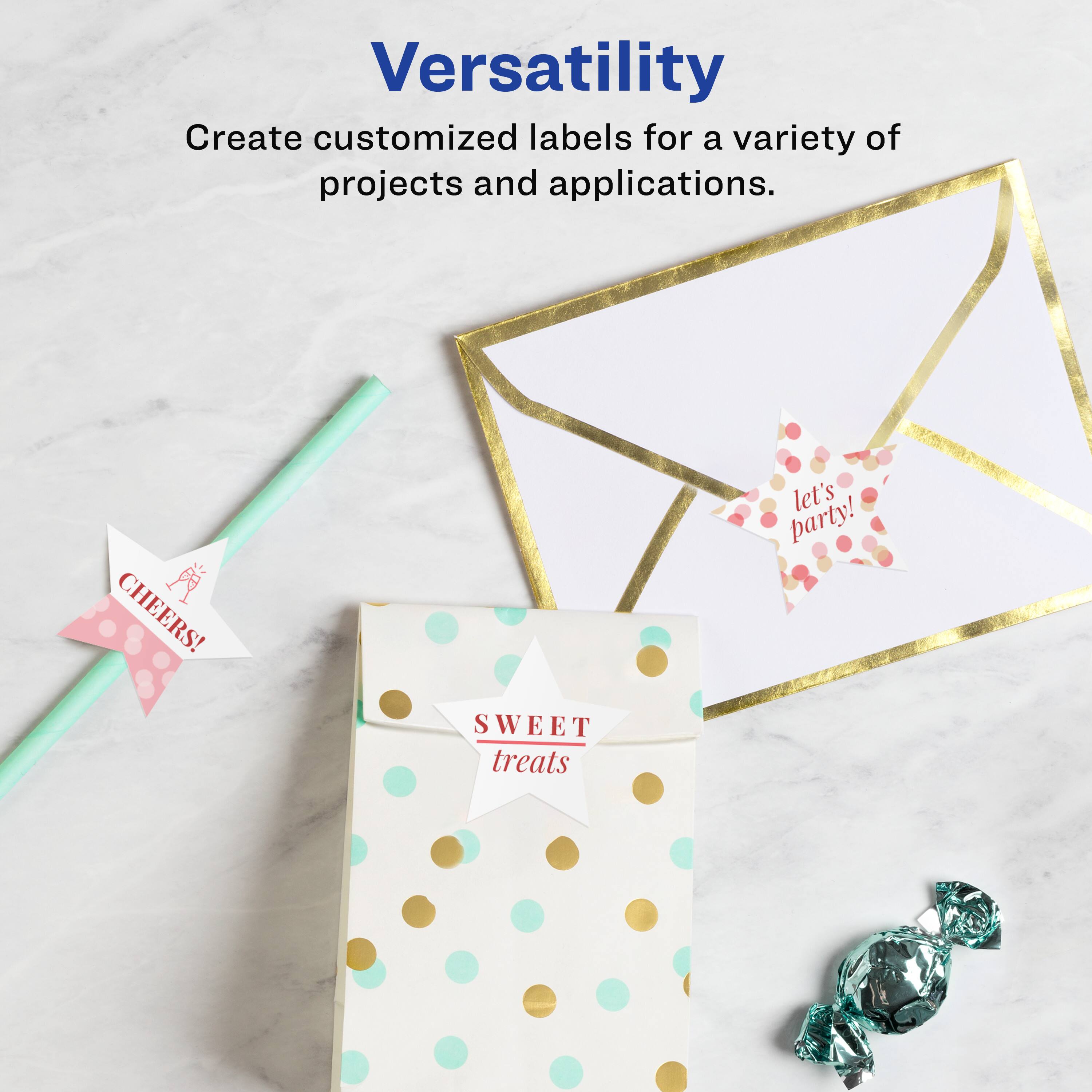 Versatility

Create customized labels for a variety of projects and applications.

CHEERS! let's party! SWEET treats