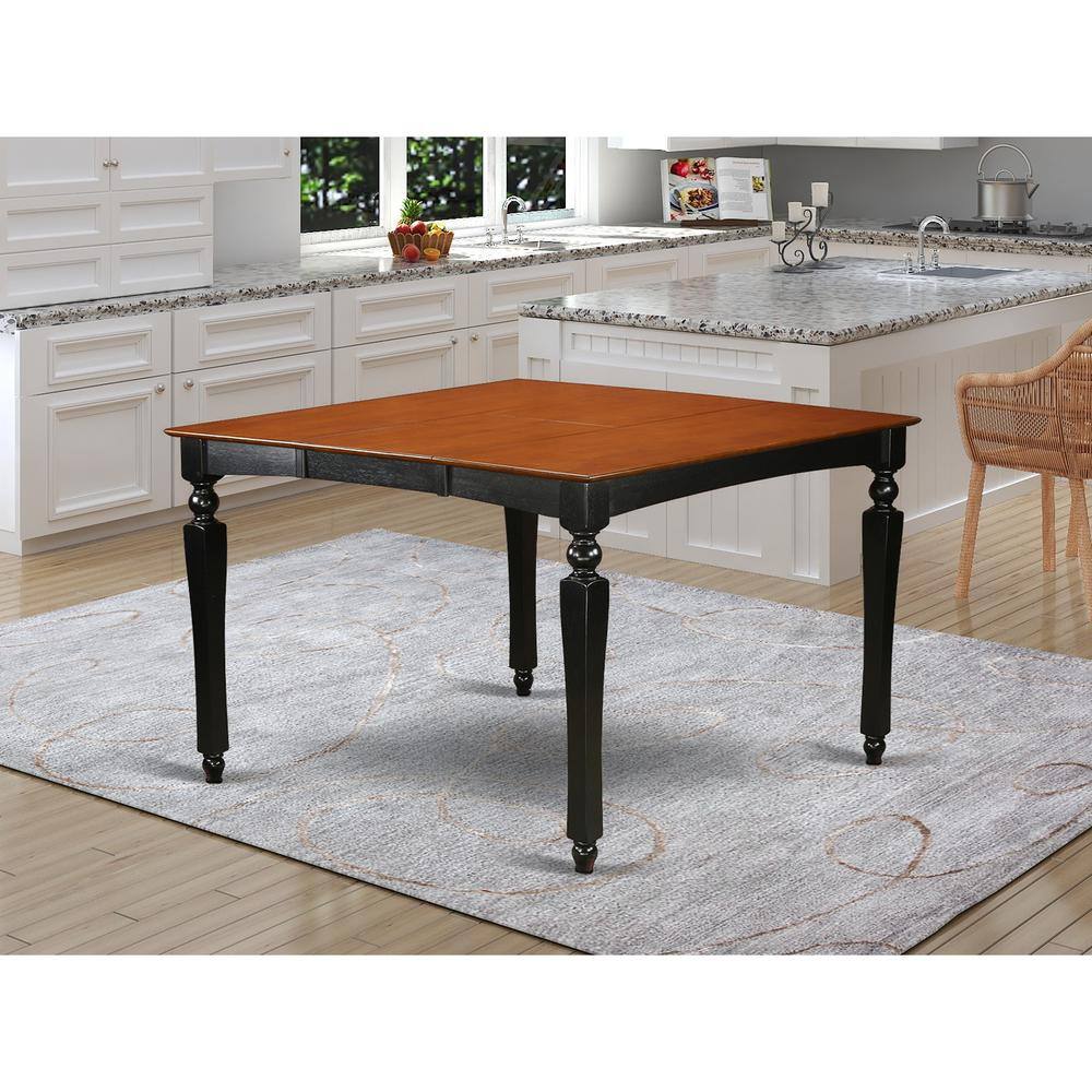 Angle. East West Furniture - CHEL5-BLK-C 5 Pc counter height set- Square gathering Table and 4 counter height Chairs - Black & Cherry.
