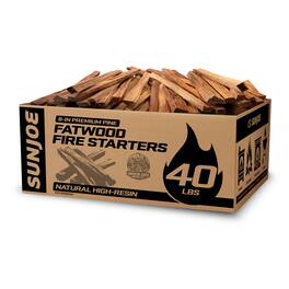 Sun Joe - 40 Lb Fatwood Fire Starter Sticks for Fireplace, & Pits Use - Brown
