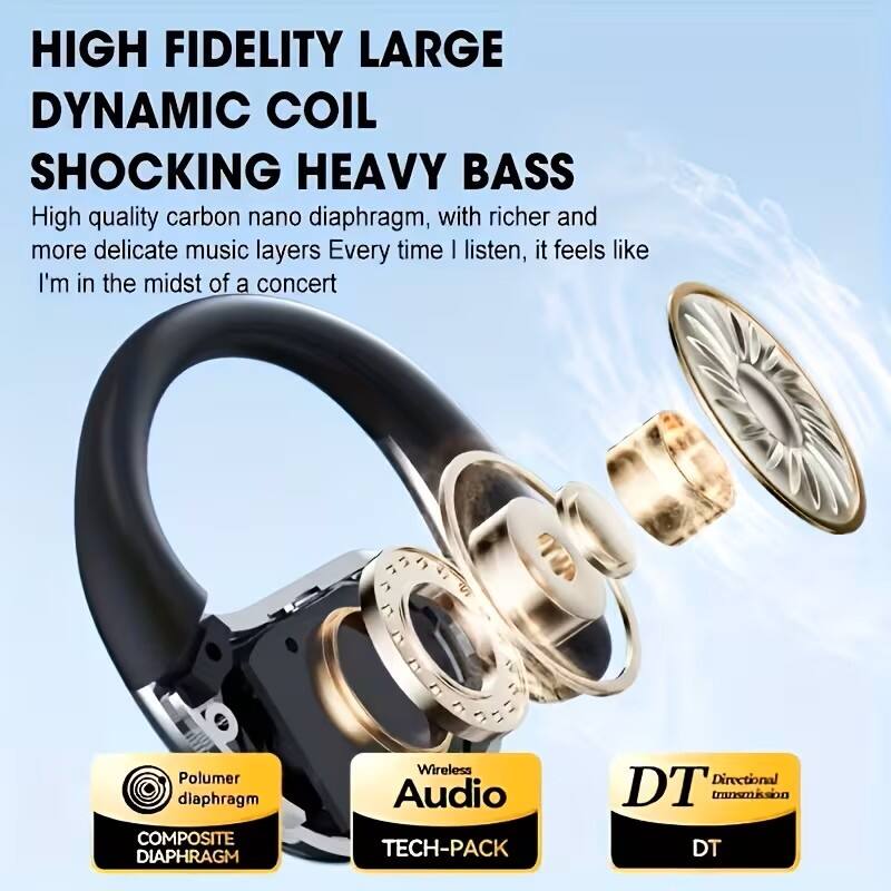 HIGH FIDELITY LARGE DYNAMIC COIL SHOCKING HEAVY BASS

High quality carbon nano diaphragm, with richer and more delicate music layers. Every time I listen, it feels like I'm in the midst of a concert

17 7 7 LT E

Polymers diaphragm

COMPOSITE DIAPHRAGM

Wireless Audio TECH-PACK

Directional DT transmission DT