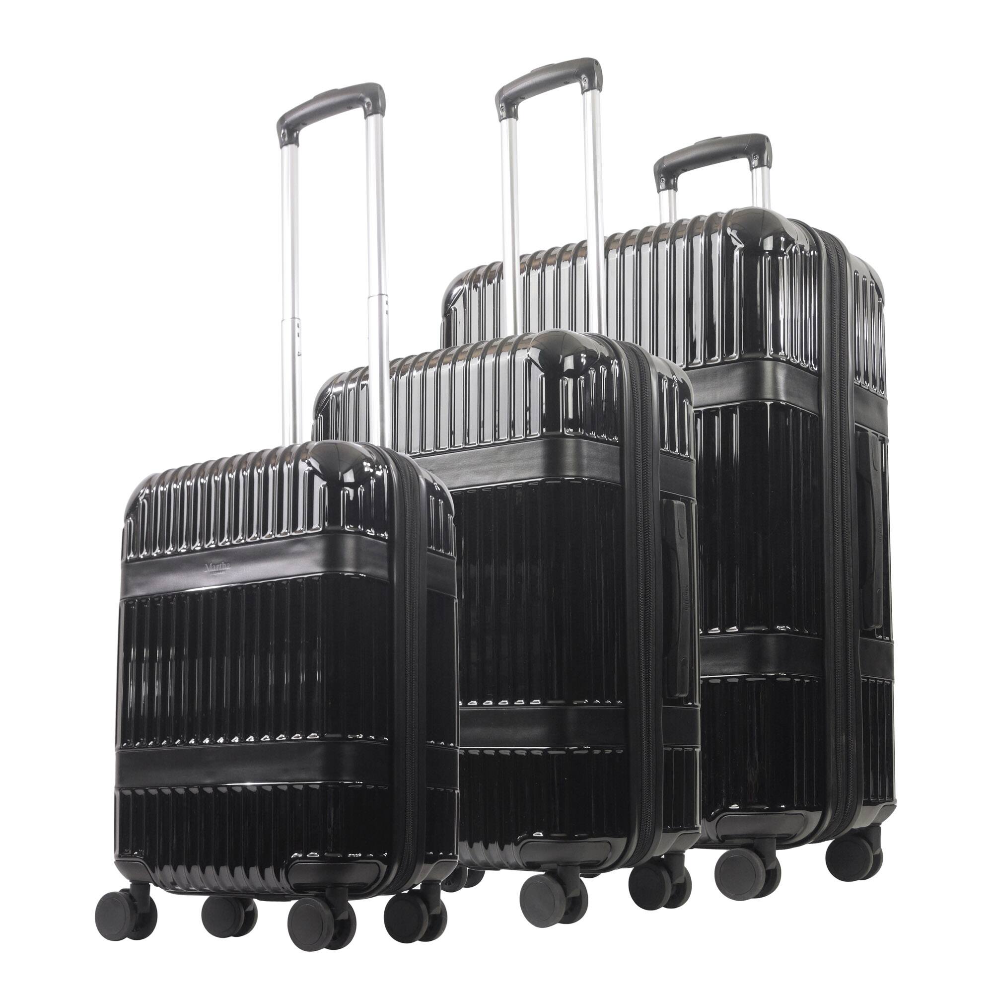Angle. Martha Stewart - The Bedford 3-Piece Hardcase Luggage Set - BLACK.
