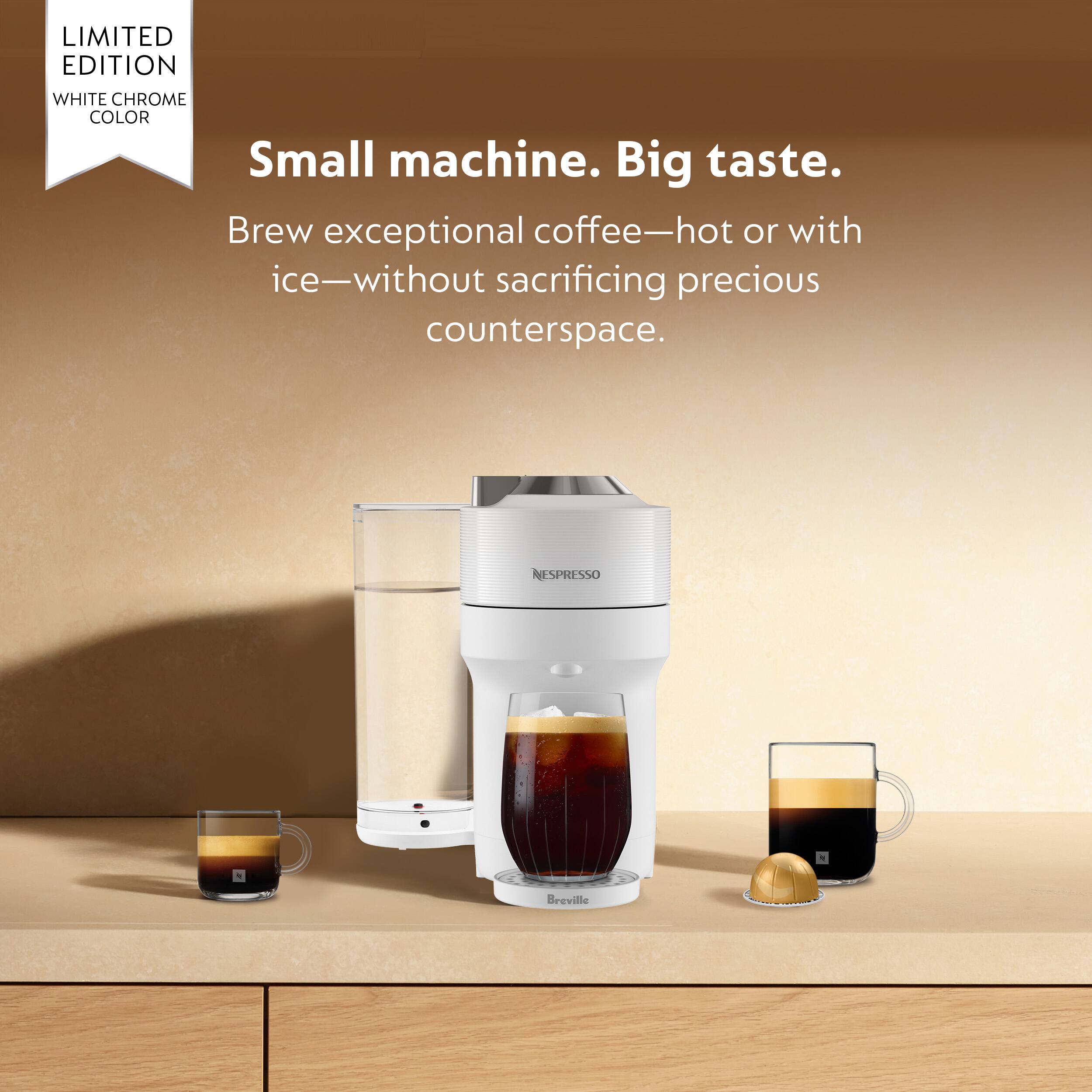 LIMITED EDITION WHITE CHROME COLOR

Small machine. Big taste.

Brew exceptional coffee—hot or with ice—without sacrificing precious counterspace.

ESPRESSO 4 - Beeville
