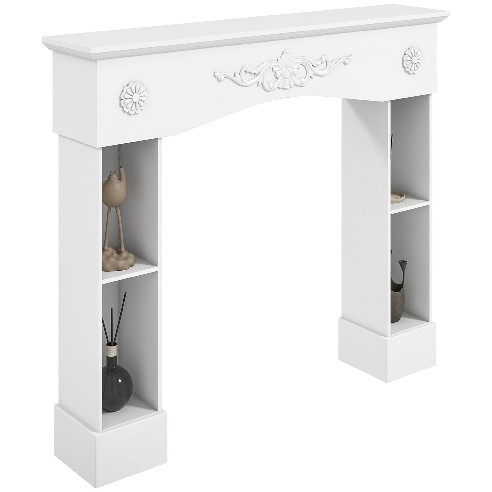 Back. TinyHomie - Freestanding Fireplace Surround with Leg for Electric Fireplaces.