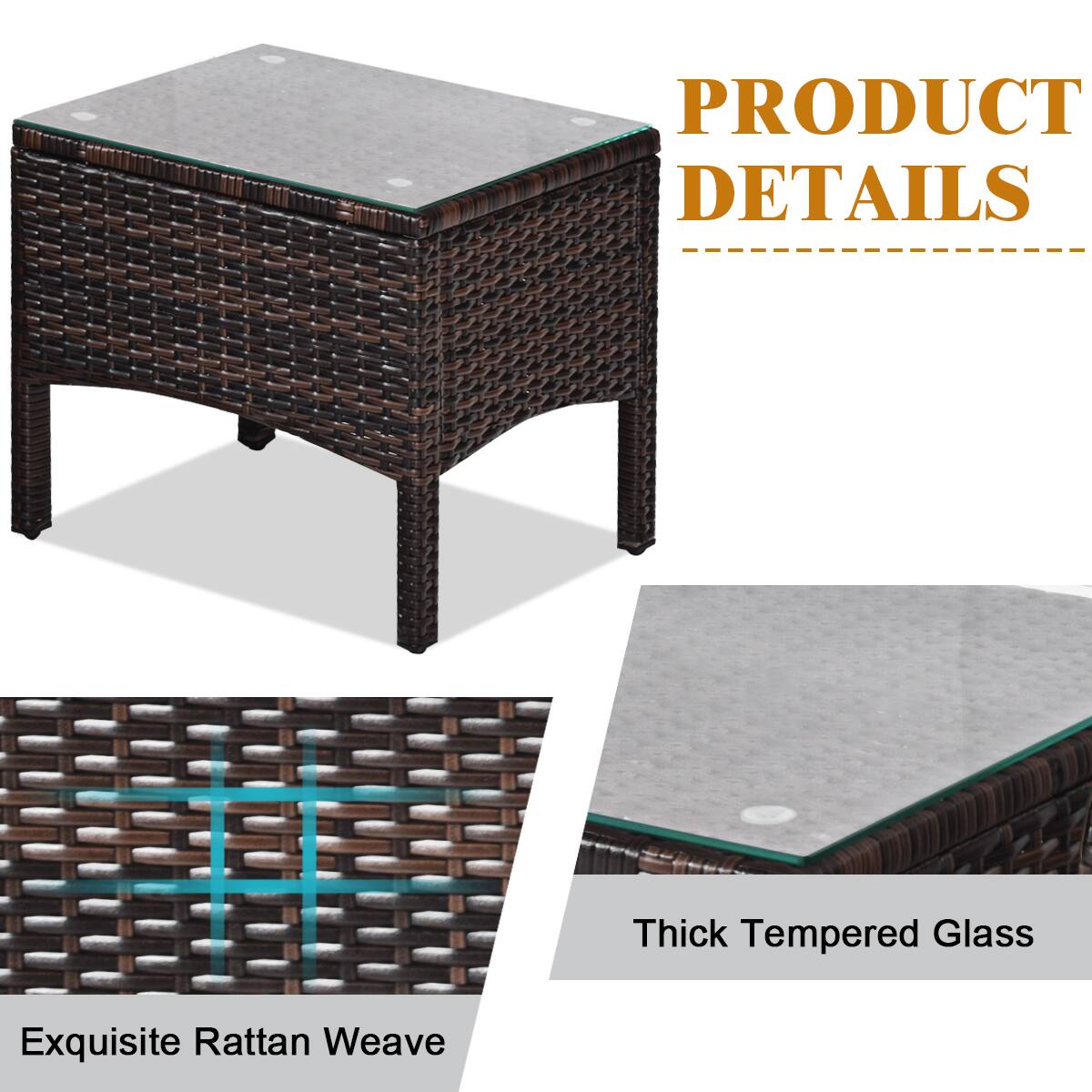 Product Details: Thick Tempered Glass, Exquisite Rattan Weave.