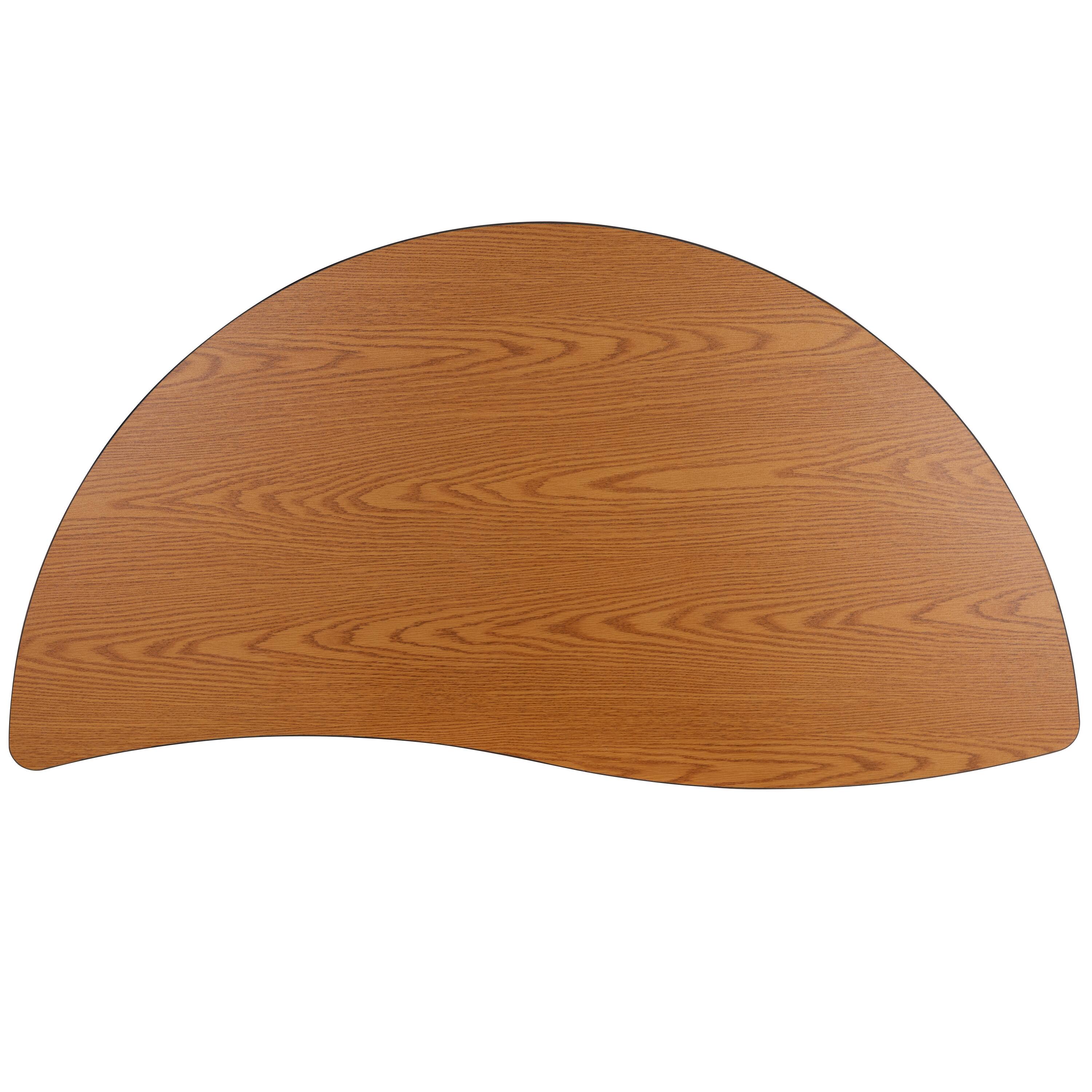 Alt View 6. Emma + Oliver - Mobile 60" Half Circle Wave Flexible Collaborative Kids Adjustable Activity Table - Oak.