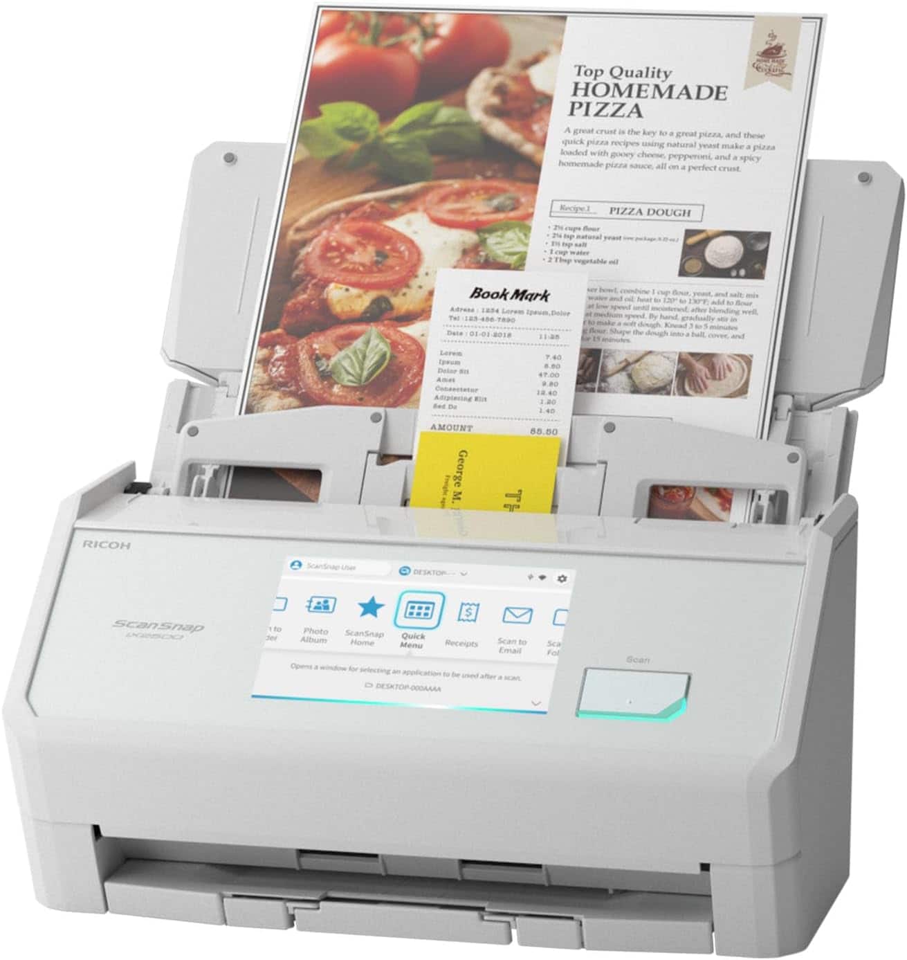 Ricoh - ScanSnap iX2500 Wireless or USB High-Speed Cloud Document Scanner with Touchscreen for Mac or PC, PA03860-B105 - White