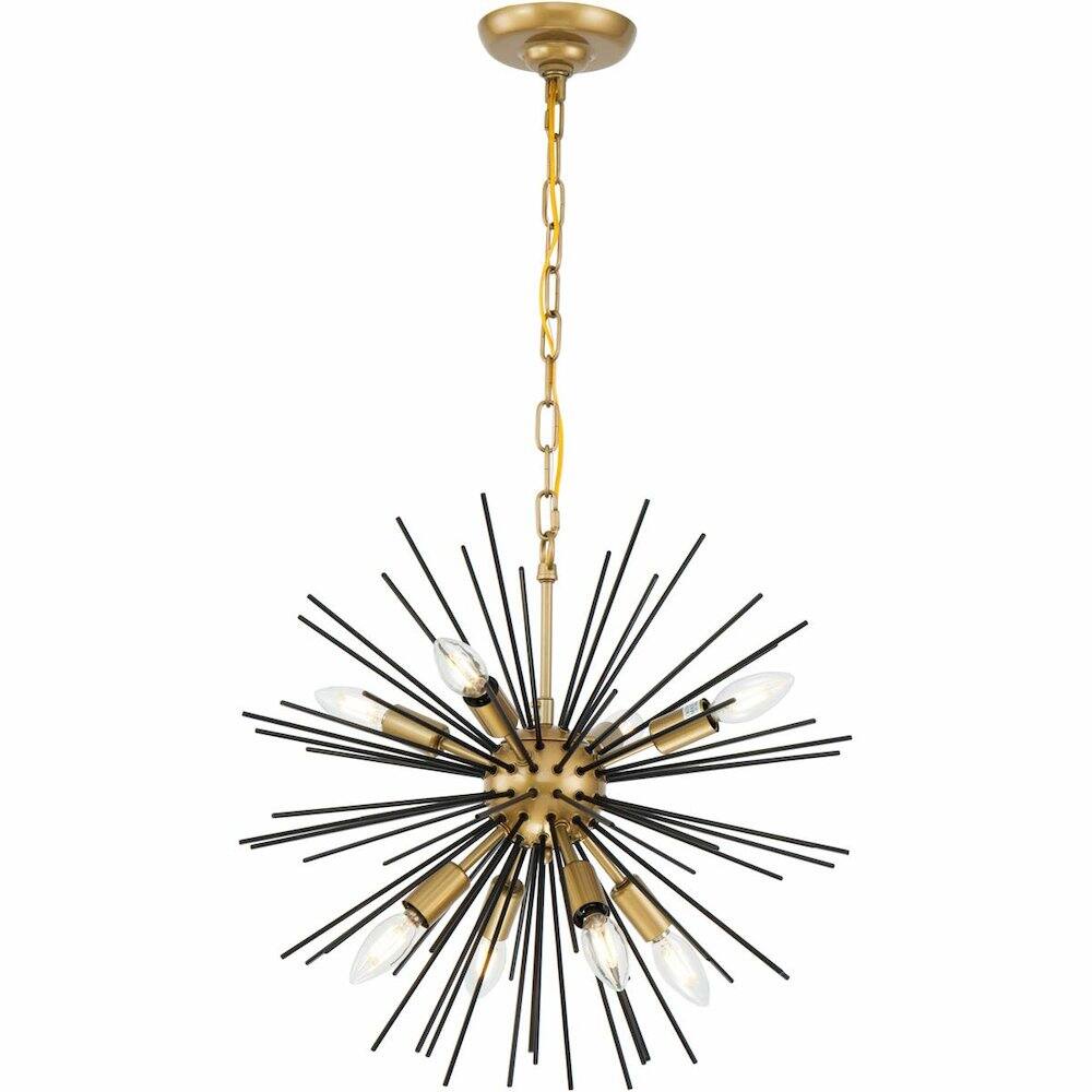 Angle. Living District - Timber 8 light Brass and Black pendant - Brass And Black.