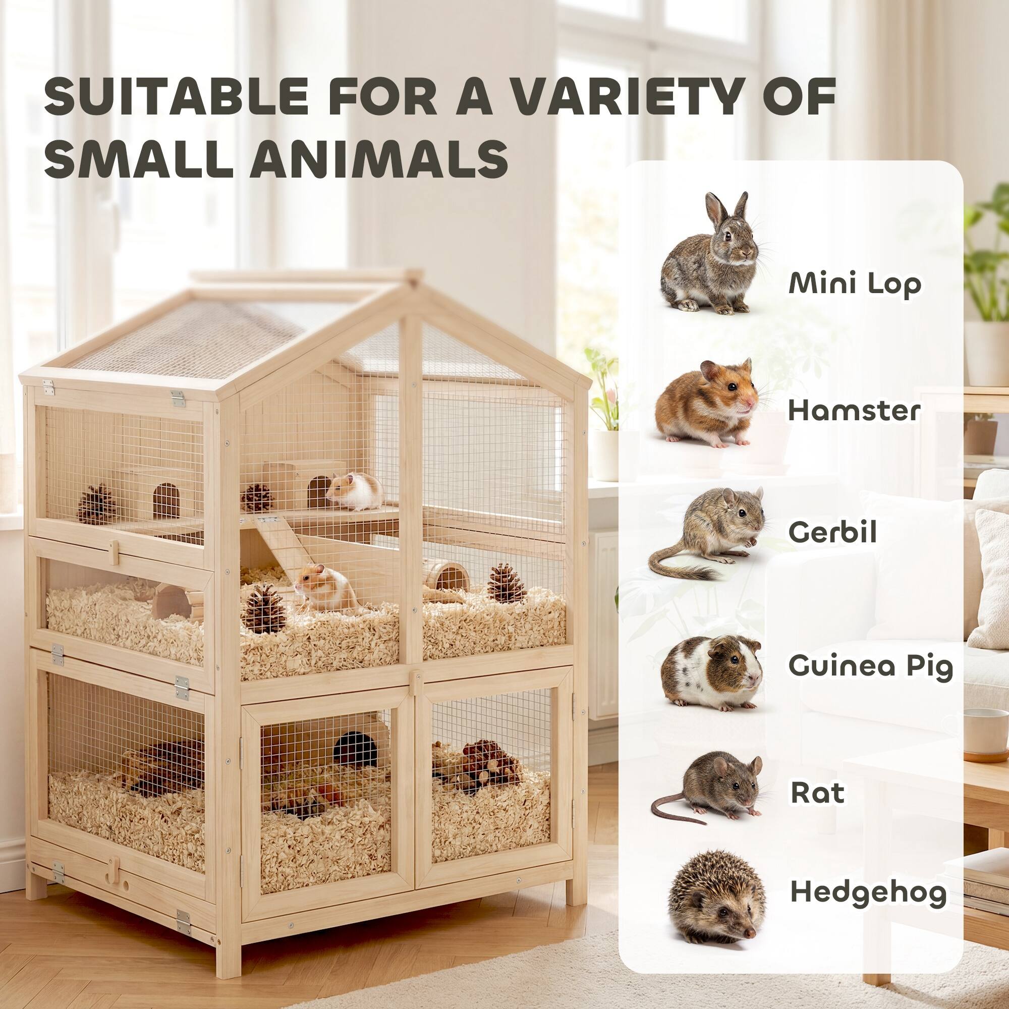 SUITABLE FOR A VARIETY OF SMALL ANIMALS

- Mini Lop
- Hamster
- Gerbil
- Guinea Pig
- Rat
- Hedgehog