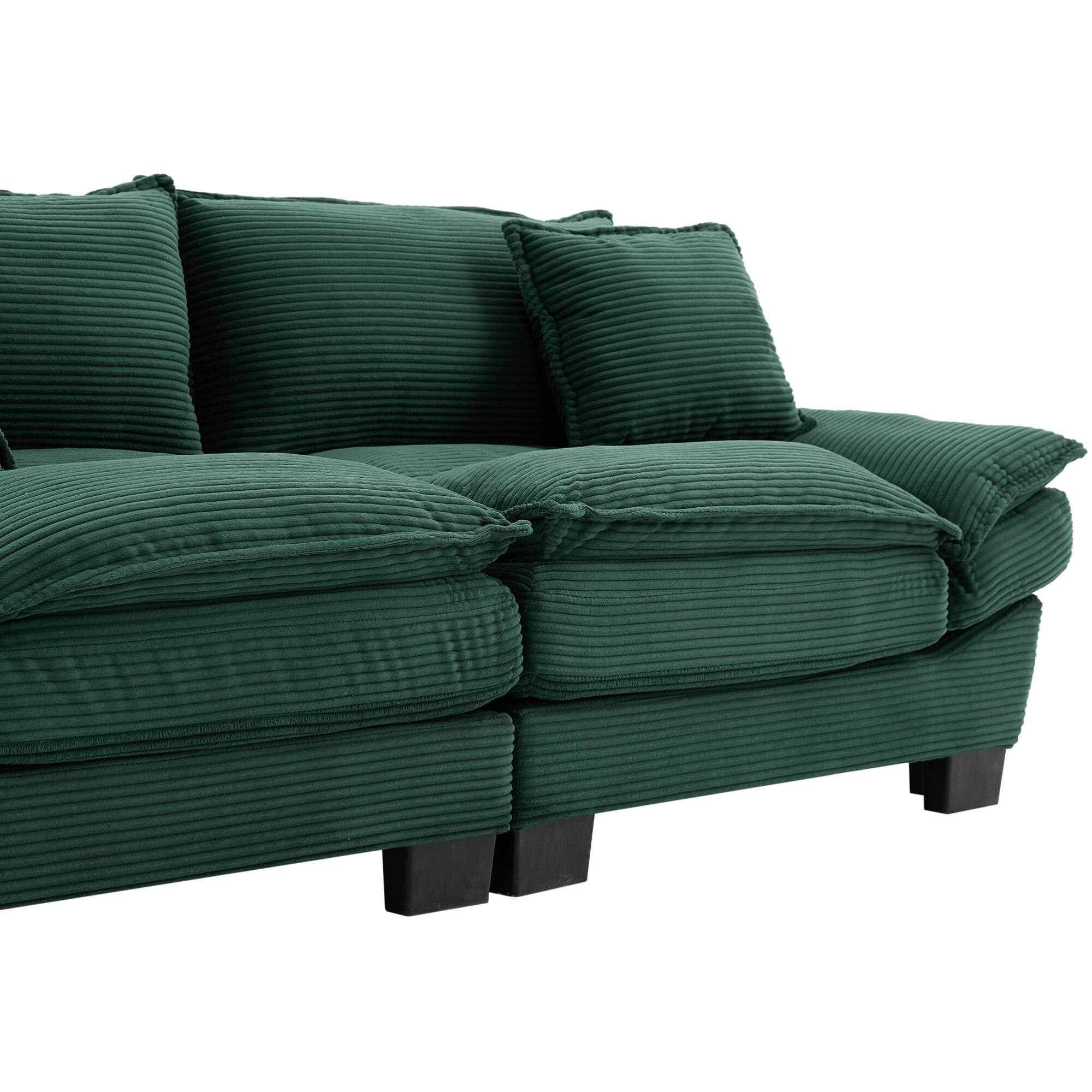 Alt View 7. GOODSILO - Plush Corduroy Convertible Sofa Bed | Deep-Seating Sleeper with Accent Pillows for Home & Office - Green.