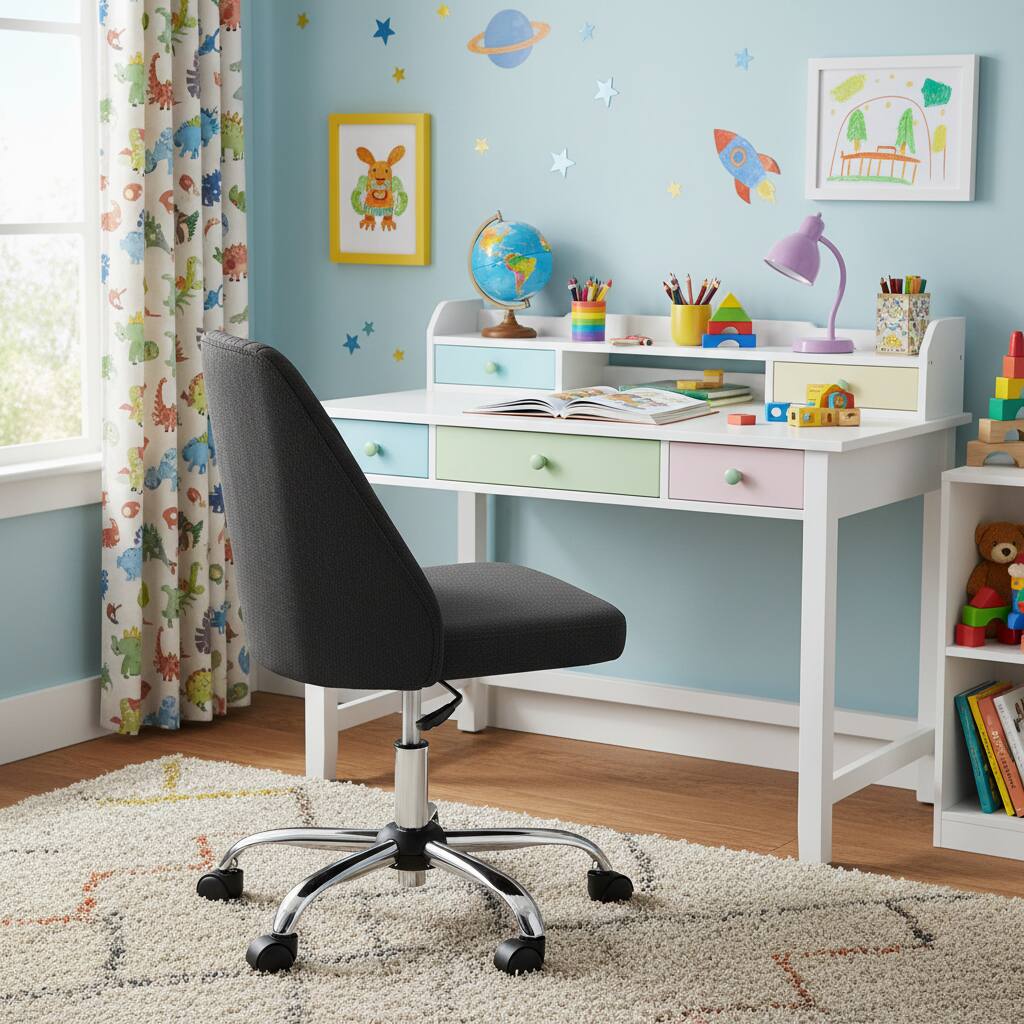 Alt View 5. AOITUN - Office chair charcoal gray - armless desk chair with wheels for home office - comfy wide seat computer task chair - Gray.