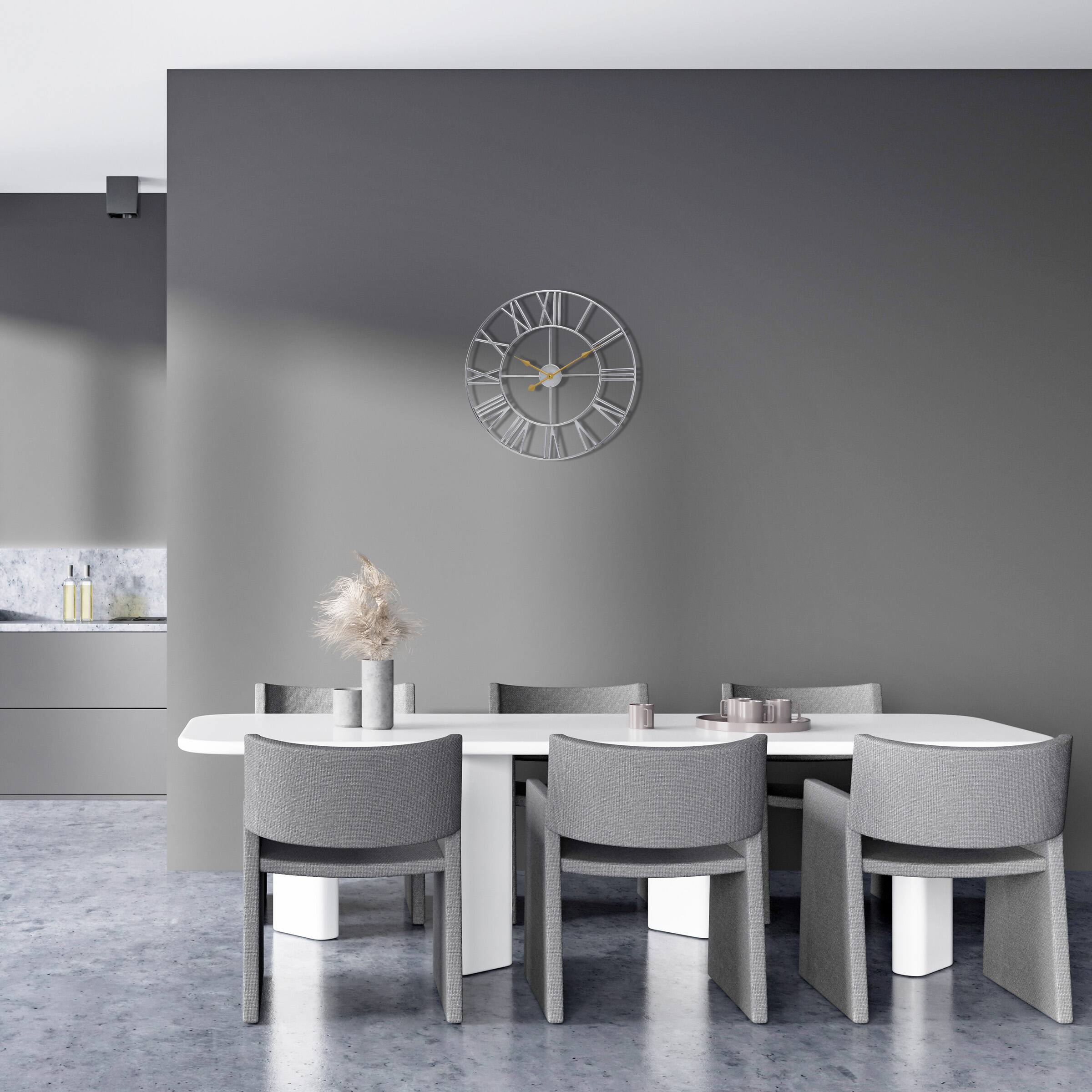 Alt View 3. Sorbus - Sorbus Large Wall Clock for Living Room, Roman Numeral Wall Clock, 12 inch Wall Clock, Battery Operated Analog Clock - Silver.