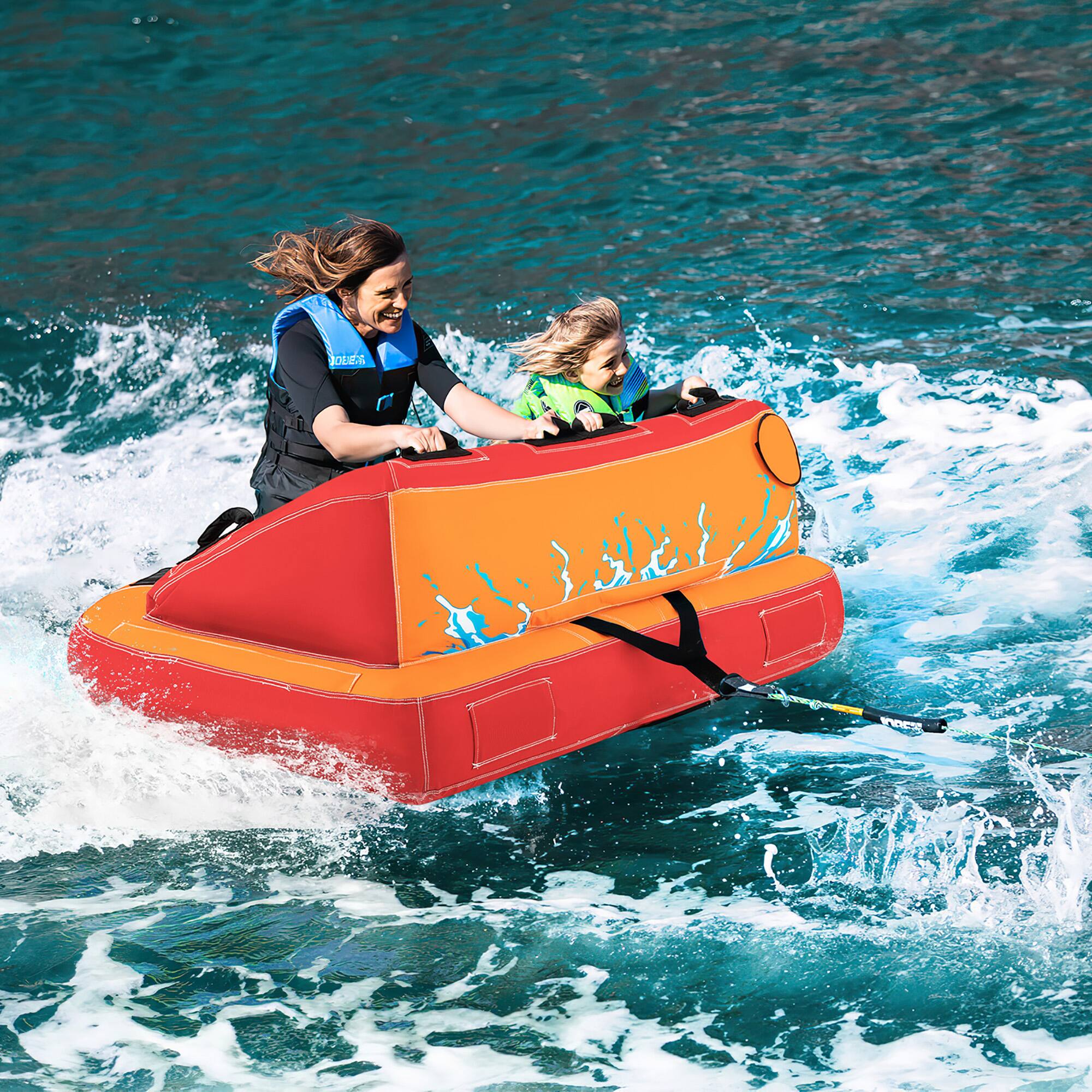 Alt View 3. Gymax - Gymax 2 Person Inflatable Towable Tubes for Boating Water Tubes for Boats to Pull - Orange.