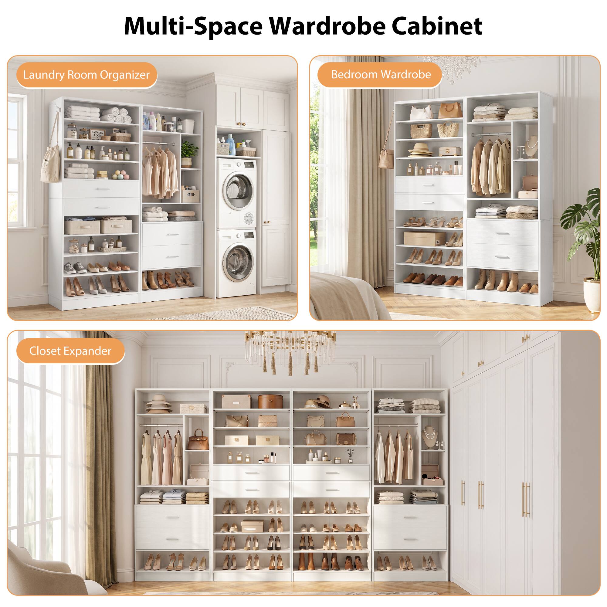 Multi-Space Wardrobe Cabinet

Laundry Room Organizer

Bedroom Wardrobe

Closet Expander