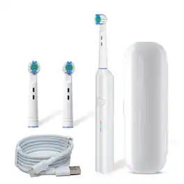 Cluzine - Electric Toothbrush IPX7 Waterproof for Adults 60° Sonic Cleaning Soft Bristles 3 Modes Deep Clean USB LED - White