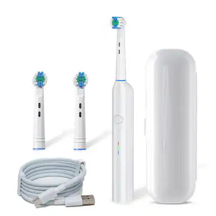 Front. Cluzine - Electric Toothbrush IPX7 Waterproof for Adults 60° Sonic Cleaning Soft Bristles 3 Modes Deep Clean USB LED White - White.