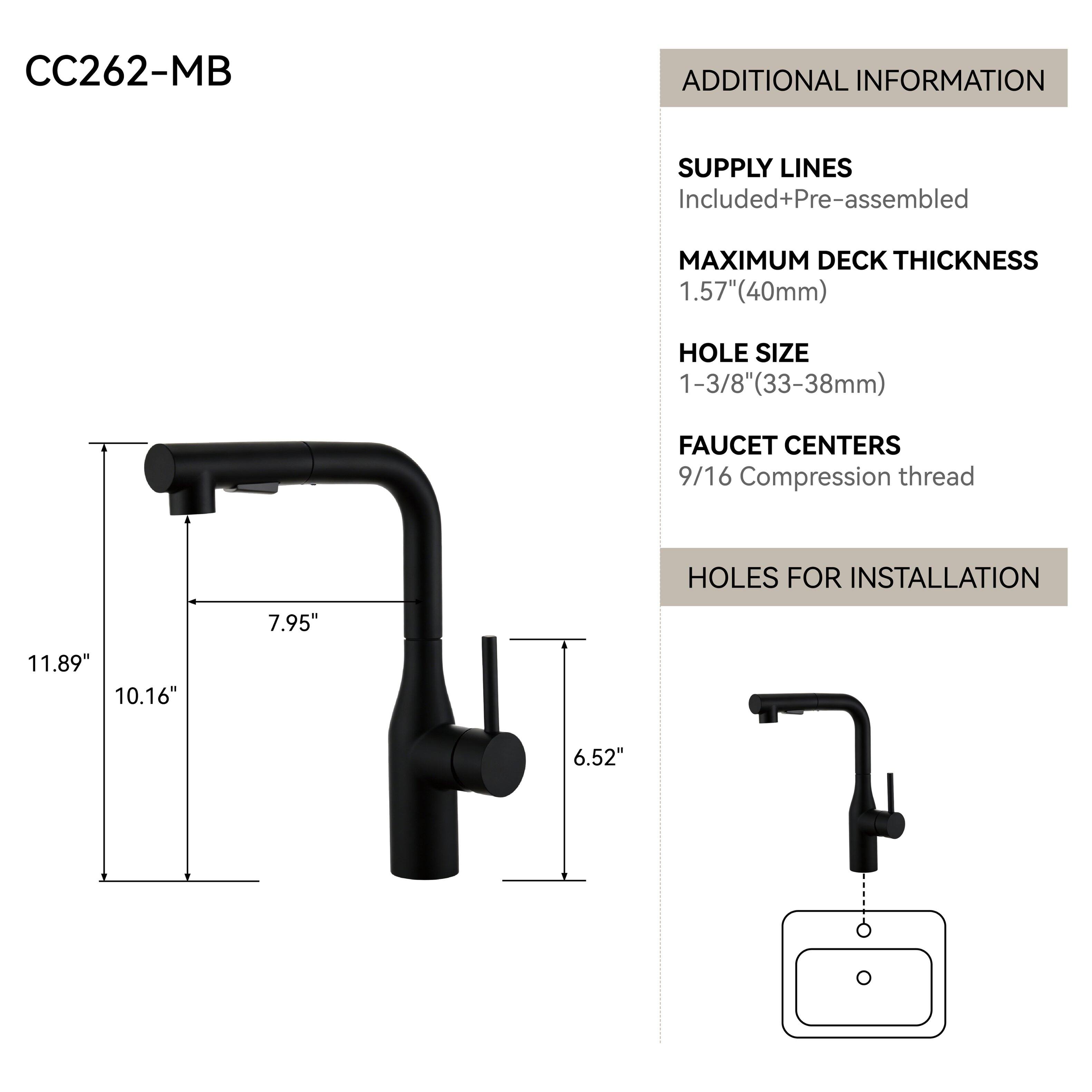 Bothwa Home Fountain 11.9 Inch Kitchen Faucet Matte Black - Best Buy