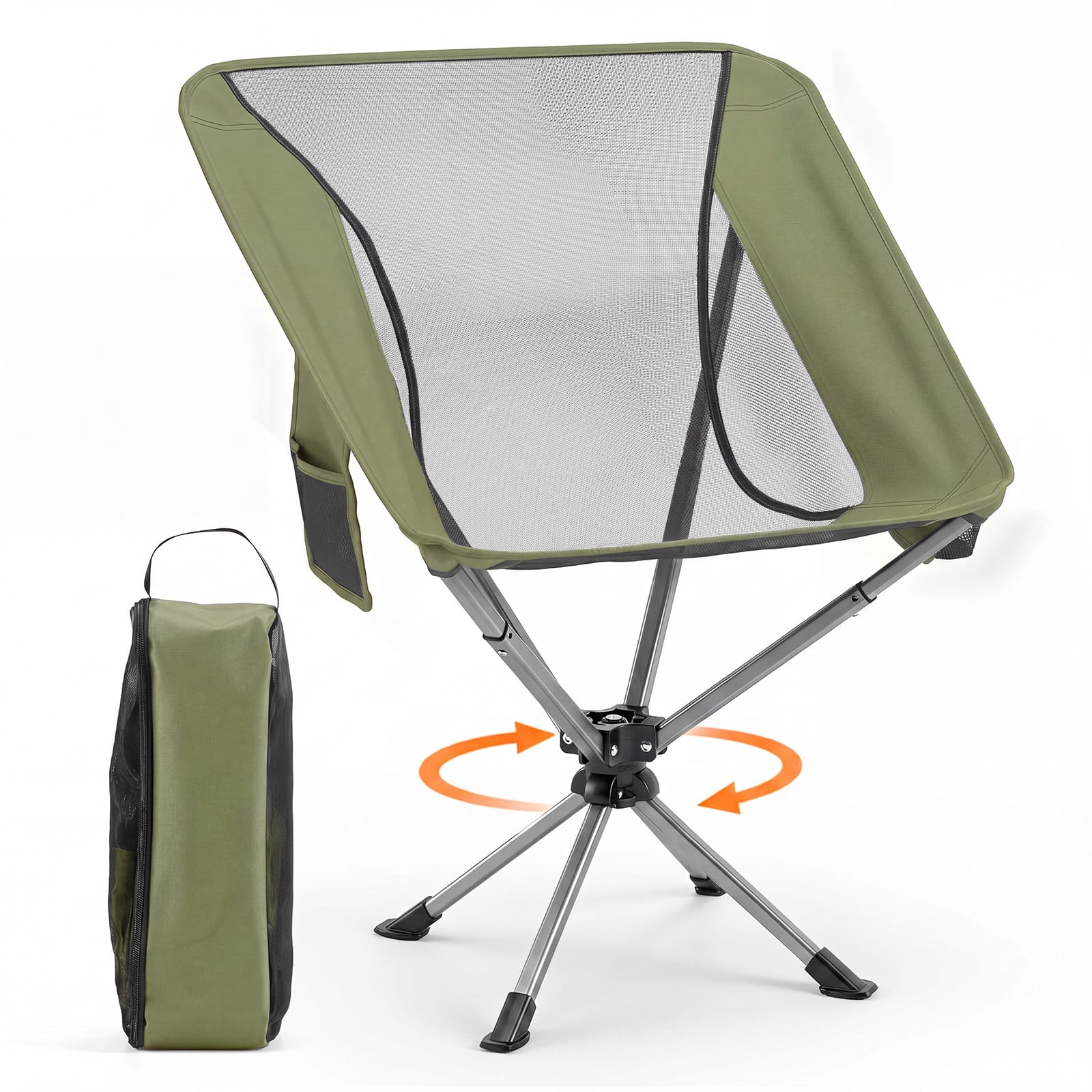 Costway - 360° Swivel Camping Chair, Lightweight Portable Folding Chair with Cup Holder - Green price history on PriceWatchPro