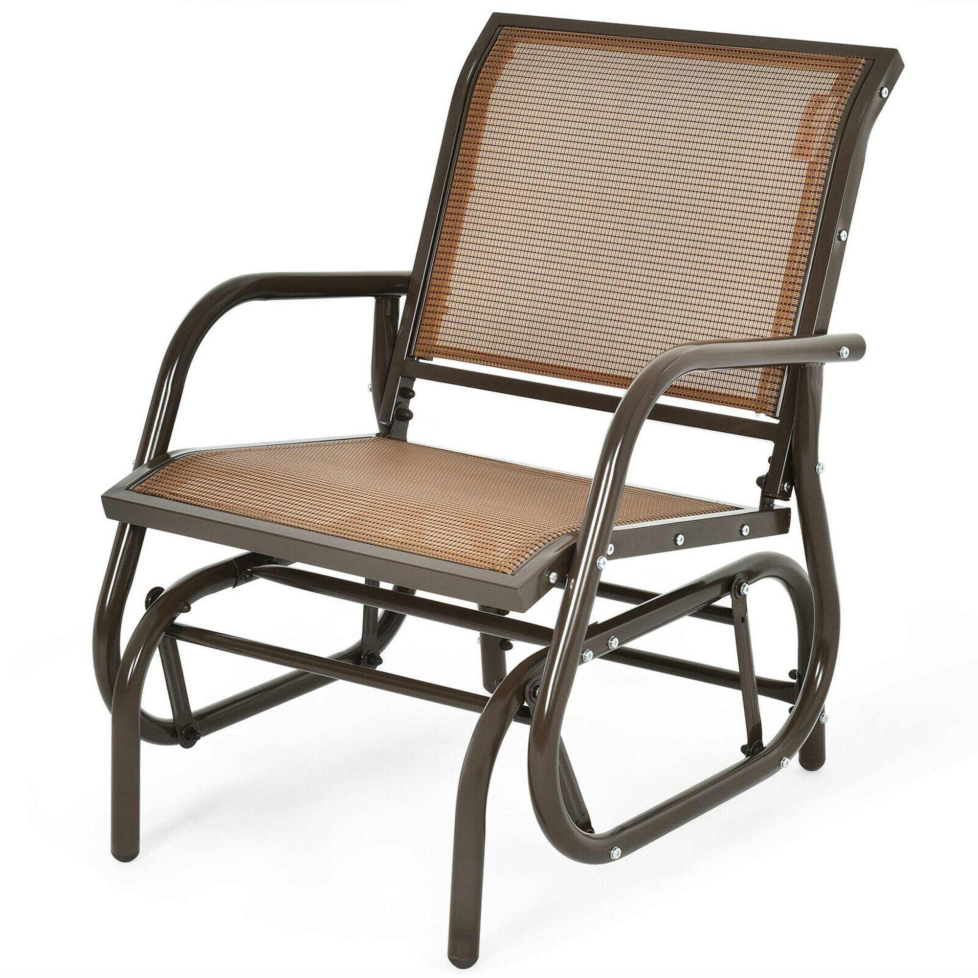 Alt View 2. Gymax - Gymax 2PCS Patio Swing Glider Chair Single Rocking Chair Yard Outdoor Brown - Brown.