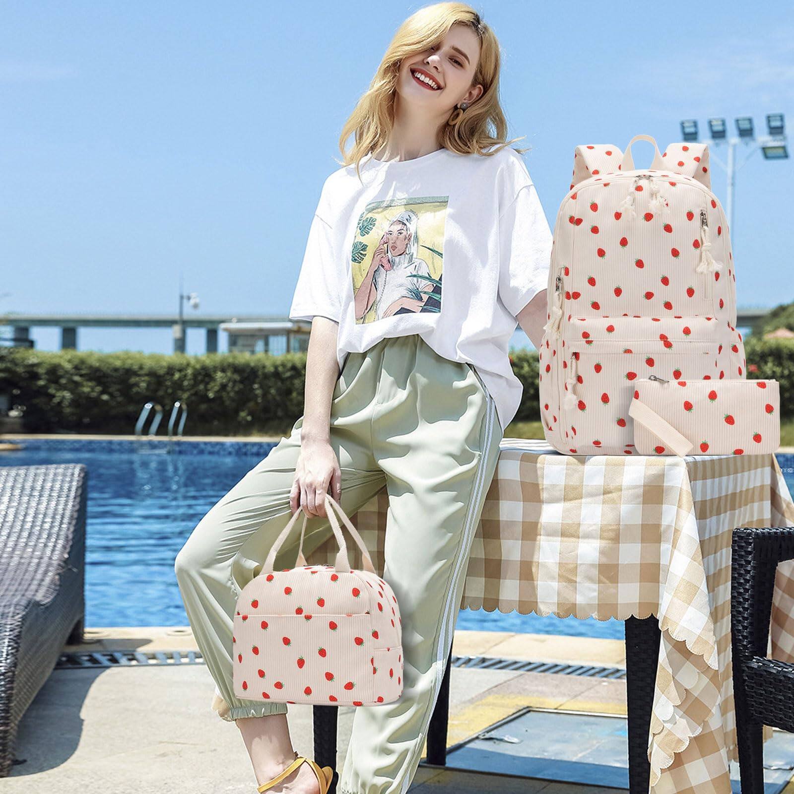 Alt View 3. Stamp n Camp - School Backpack Teens Book Bags With Lunch Box And Pencil Bag  Strawberry - Blue-black Galaxy.